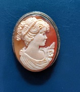 Broszka zawieszka kamea muszla srebro 825 antyk okazja 6 piękna