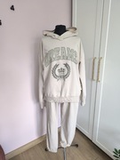 Beżowy komplet dresowy damski bluza z kapturem+spodnie r. L/XL 