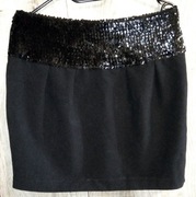 Krótka spódnica z cekinami w kolorze czarnym, rozmiar 38