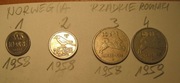 Norwegia1958-1959r różne nominały,rzadkie roczniki