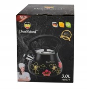 Czajnik NA GAZ stalowy z gwizdkiem 3L Indukcja TRADYCYJNY CZARNY 