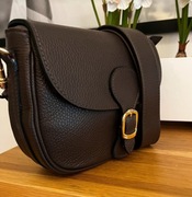 Vera Pelle włoska elegancka brązowa czekoladowa skórzana mała listonoszka