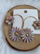 Kolczyki kolorowe letnie z bibułki hit kwiatki złote oprawy