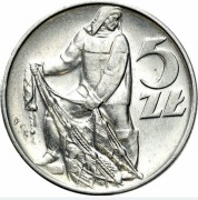 Moneta obiegowa prl 5zl z rybakiem 1971r 