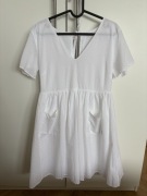 Sukienka Roger Publishing biała plumeti z kieszeniami S 36