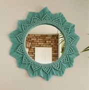 Lustro lusterko okrągłe wiszące makrama boho 47 cm