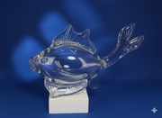 Szklana ryba. Figurka. Szkło PRL. Przeźroczysta. Bezbarwna. Vintage. 27cm.