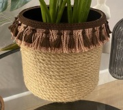 Doniczka osłonka na doniczkę boho frędzle handmade