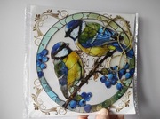Nowy witraż witrażyk dekoracja okienna sikorki