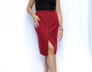 Czerwona spódnica Marks and Spencer M&S 40 L wełna retro midi St Michael