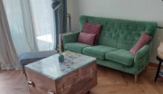 Wygodna 3 osobowa sofa  zielona welurowa