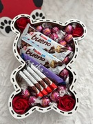 Zestaw Box Prezent słodycze kosz boks Walentynki Urodziny  miś 