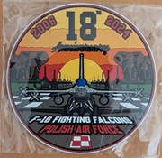 naszywka PVC - F-16, Fighting Falcon 18 lat w Siłach Powietrznych RP
