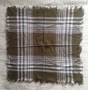 chusta ludowa wiejska w kratę oliwkowa