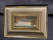 Pejzaż miniatura. Olej na desce. 