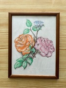 Obrazek z drewnianą ramką i nóżką