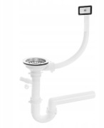 SYFON DO ZLEWU STALOWEGO JEDNOKOMOROWEGO Z PRZELEWEM Z ODEJŚCIEM NA PRALKĘ