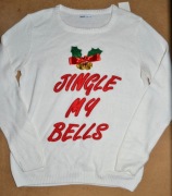 59^ cropp   Świąteczny Sweter biały z napisami  M/L