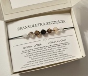 Bransoletka szczęścia kryształ górski agat kawowy 