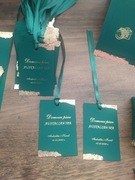 Zawieszki na butelki ślub wesele złote zielone