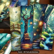 30 Kartek Zakładek do Książki z Mistycznym Lasem