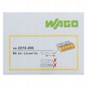 SZYBKOZŁĄCZKA WAGO NA DRUT 5x0,5-2,5mm² 100szt