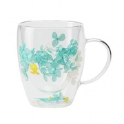 Szklanka termiczna z kwiatami w środku, hortensje zielone 300 ml 1szt 