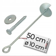 Zestaw. Kotwa talerzowa stalowa 50 cm wkręcana do gruntu z podkładka, wkręt