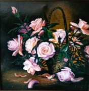 Obraz olejny Kosz róż 
