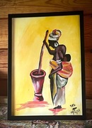 Afrykański obraz z Ghany sygnatura 3EL