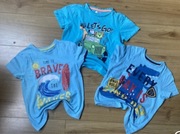 Zestaw trzech niebieskich, bawełnianych T-shirtów, r. 128
