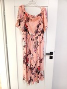 długi letni kremowy beżowy damski kombinezon na lato 44 46XXXL wkwiaty