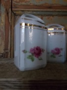 Przedwojenny Zestaw Porcelanowy-3 Pojemniki-Róże-Vintage