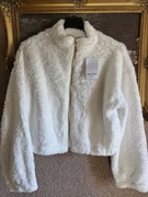 Kurtka damska bomberka biała/śmietanka narzutka  misiu polar