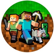 Waflowa dekoracja na tort – Minecraft + Napis