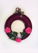 Wianek ręcznie robiony fioletowy na drzwi 22cm