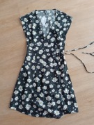 Sukienka kopertowa w stokrotki, wiskoza, nowa, H&M, XS 