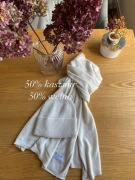 Szal i czapka biały Cashmere 50% kaszmir 50% wełna