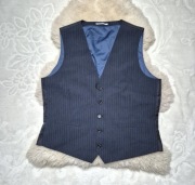 Kamizelka garniturowa XL Granatowa w paski Burton Menswesr London