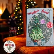Ręcznie robiona kartka świąteczna 3D – „Wesołych Świąt”  DJora