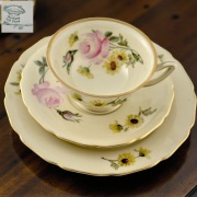 Zestaw śniadaniowy Thomas Ivory kwiaty Bavaria 1945r
