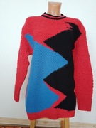 Czerwony sweter męski M tall rękodzieło na drutach