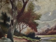 Obraz antyk malarstwo olej na płótnie z rana złoconą ozdobną lata 50 te