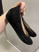 Baleriny półbuty na małym koturnie naturalna skóra zamszowa Hassia