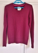 Sweter wełniany H&M 38 M wełna fioletowy śliwkowy 