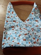 Nowa torba biała w pomarańczowe niebieskie kwiaty na ramię 