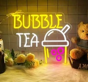 NEON BUBBLE TEA SZYLD reklama herbata kawiarnia 