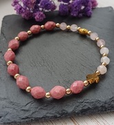 Bransoletka różaniec – rodonit i różowy kwarc 