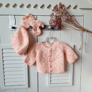 Komplet zestaw 68 buciki bonetka sweterek wełna miękki ciepły welniany