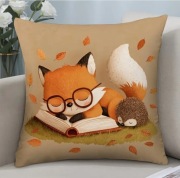 Poszewka na poduszkę dla dzieci, mądry lisek i jeżyk, 45x45cm